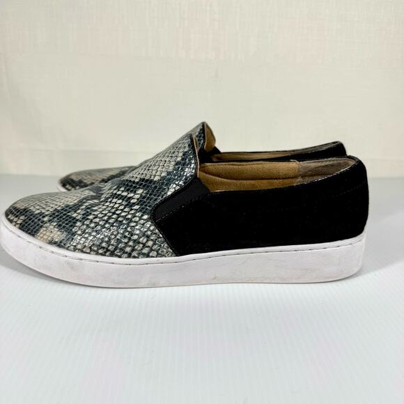 VIONIC Dinora Leather Slip On Sneakers Women's 9.5 Snake Skin Black Suede Casual - Picture 7 of 14